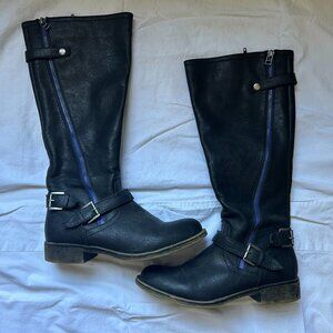 Just Fab Zippered Calf Boots Women's Size 7.5 Black